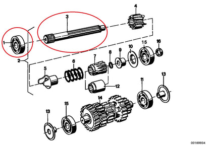 Arbre primaire D=18MM - BMW-23211231516 + Roulement - BMW-23211235449