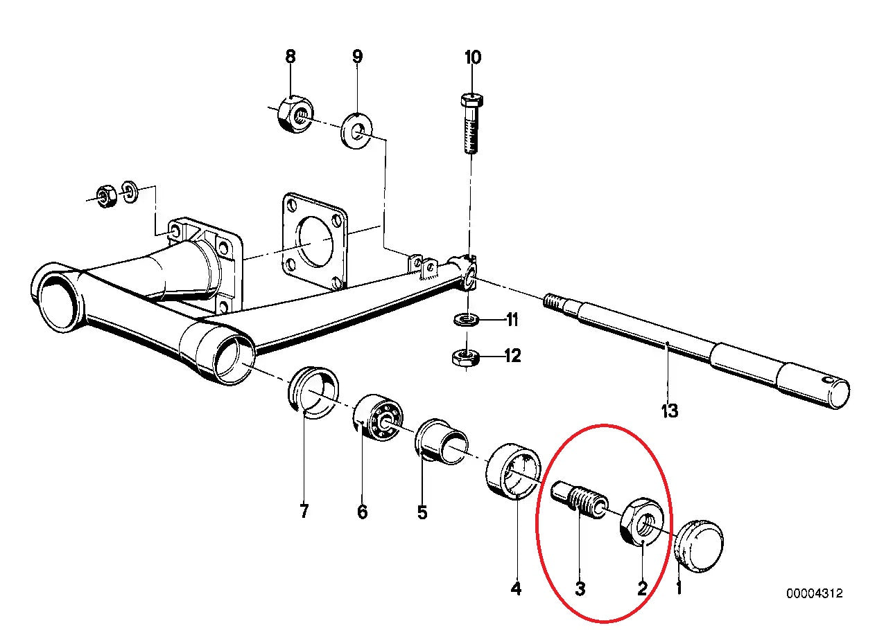 Tuerca hexagonal - BMW-33533054174 + Muñón L=48MM BMW-33171230301