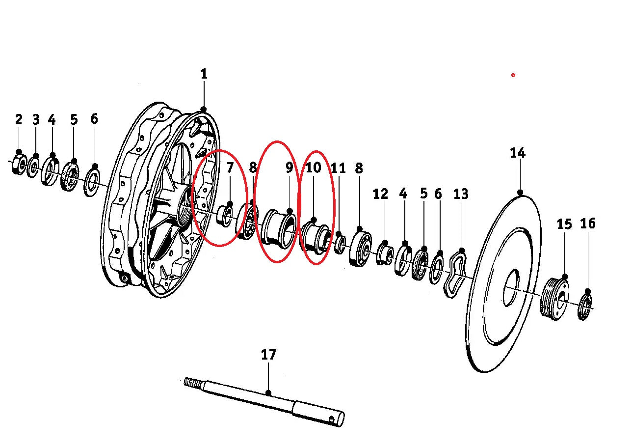 Spacer Sleeve - BMW-36314038225 + Bushing - BMW-36314038241 + Wheel Hub - BMW-36314038229