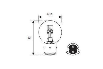 Ampoule BA21d 45/40W 12V 3 ergots - 2 plots
