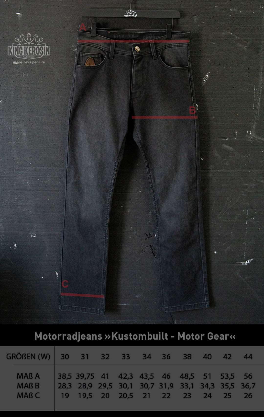 JEANS MOTO »KUSTOMBUILT - MOTOR GEAR« 822 Back Wash