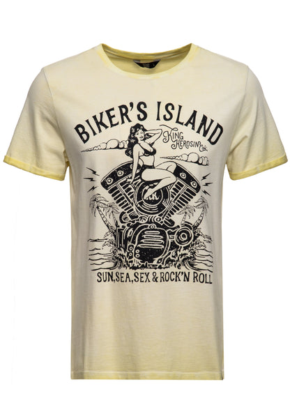 OIL WASHED T-SHIRT - BIKERS ISLAND 